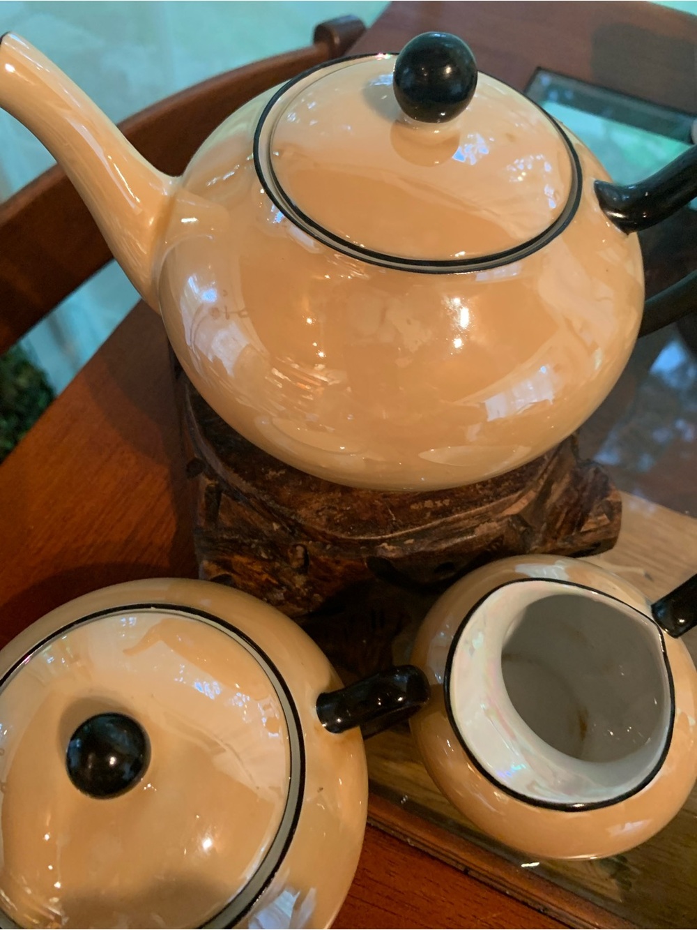 Vtg Czechoslovakian Peach Lusterware Tea Service Set